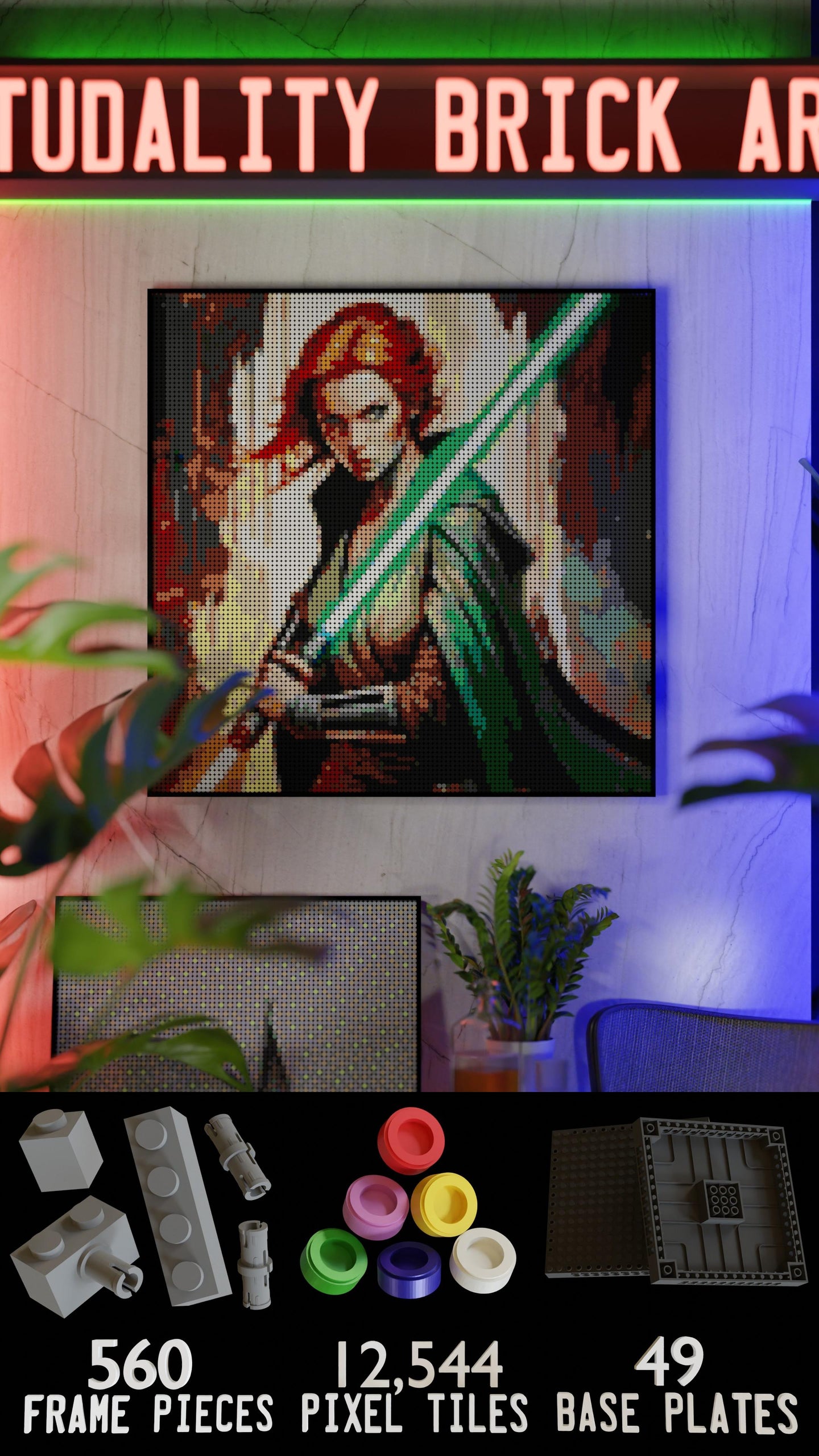 Star of the Warborn LEGO® Style mosaic pixel art design for display